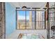 Condo balcony with a beautiful city view and unique wrought iron decor at 7877 E Mississippi Ave # 607, Denver, CO 80247