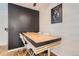 Contemporary dining area with a unique table setup and a minimalist design, ideal for modern living at 5184 E Asbury Ave, Denver, CO 80222