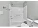 This bathroom has a tub, shower, and toilet at 11803 W Tufts Pl, Morrison, CO 80465