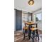 Eat-in kitchen featuring decorative barn doors at 391 Burgess Dr, Castle Rock, CO 80104