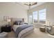 Bright main bedroom featuring large windows with city views, a comfortable bed, and neutral decor at 5455 Landmark Pl # 1106, Greenwood Village, CO 80111