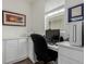 Bright home office with white desk and cabinets at 870 Mosquito Ct, Elizabeth, CO 80107