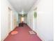 This hallway has white walls, carpet floors, and access to unit entries and a stairway at 1365 N Corona St # 11, Denver, CO 80218