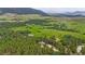 Aerial view of a home surrounded by lush landscaping and mountain views at 14271 Timber Trl, Larkspur, CO 80118