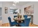 Inviting dining room featuring a round table, plush blue chairs, and stylish decor at 1443 S Emporia Ct, Aurora, CO 80247