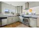 Updated kitchen featuring stainless steel oven, tile backsplash and updated sink at 4720 Perry St, Denver, CO 80212