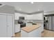 Modern kitchen featuring white cabinets, stainless steel appliances, and an island offering ample space at 857 S Van Gordon Ct # H101, Lakewood, CO 80228