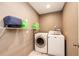 Functional laundry room with updated washer, dryer and practical shelving at 28505 County Road 5, Elizabeth, CO 80107