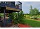 Relaxing backyard patio area surrounded by lush landscaping and greenery at 1175 Oakhurst Dr, Broomfield, CO 80020