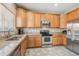 Well-appointed kitchen features stainless steel appliances and ample counter space at 7342 S Mobile St, Aurora, CO 80016