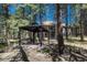 Backyard with a gazebo and a lush, wooded area at 4726 Pinon Dr, Elizabeth, CO 80107