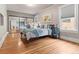 Bright bedroom with hardwood floors and a large mirrored closet at 2377 Cherry St, Denver, CO 80207