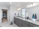 Elegant bathroom with double vanity and large walk-in shower at 16508 E 111Th Pl, Commerce City, CO 80022