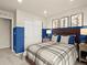 Cozy bedroom with blue and white design, a large bed, and ample closet space at 20802 E 66Th Ave, Aurora, CO 80019