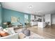 Open-concept living room seamlessly connects to a modern kitchen with stylish decor and ample natural light at 650 Bishop Pine Way, Castle Rock, CO 80104