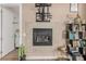 Modern gas fireplace with built-in shelving at 1488 Madison St # 505, Denver, CO 80206