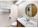A clean bathroom with updated vanity and shower at 1209 S Flower Cir # C, Lakewood, CO 80232