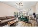 Bright living room showcasing stylish furniture and seamless flow into the kitchen and dining area at 5054 W 61St Dr, Arvada, CO 80003