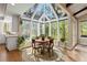 Bright breakfast nook surrounded by windows, offering views of the lush greenery at 315 Prospect Dr, Castle Rock, CO 80108