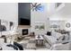 Bright living room with soaring ceilings, large windows, modern fireplace and stylish decor at 1301 Sidewinder Cir, Castle Rock, CO 80108