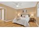 Comfortable bedroom with neutral tones, hardwood floors, and a queen size bed at 8165 W Stene Dr, Littleton, CO 80128