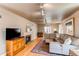Spacious living room with hardwood floors, fireplace, and a comfortable seating area at 2838 Forest St, Denver, CO 80207