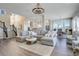 Spacious open-concept living room with hardwood floors, modern lighting, and stylish decor at 23230 E Rockinghorse Pkwy, Aurora, CO 80016