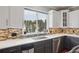 Updated kitchen featuring stainless steel appliances, stone backsplash, and a large window with picturesque views at 13084 Deer Ridge Way, Larkspur, CO 80118