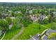 This aerial view showcases a park-like setting with lush lawns, mature trees, and well-maintained homes at 7409 E Jamison Dr, Centennial, CO 80112