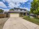 Spacious two-story home with a blue exterior, brick accents, a two-car garage, and a well-maintained lawn at 7296 S Flower St, Littleton, CO 80128