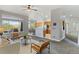 Spacious living room featuring a view into the kitchen, comfortable furniture, and plenty of natural light at 828 Rabbit Run Dr, Golden, CO 80401