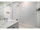Modern bathroom with white tile surround and a full tub at 2831 W 25Th Ave # 3, Denver, CO 80211