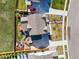 Aerial view shows the house layout with the outdoor living, landscaping, and surrounding neighborhood at 437 Buckskin Rd, Berthoud, CO 80513