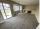 Cozy living room with carpet, fireplace and sliding glass door to backyard at 10067 Idalia St, Commerce City, CO 80022