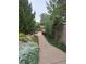 Picturesque driveway framed by lush greenery, rocks, and blooming white flowers at 4009 Wonderland Hill Ave, Boulder, CO 80304