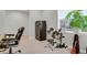 Carpeted office featuring drum set, guitar, and large storage safe at 1820 Ghost Dance Cir, Castle Rock, CO 80108