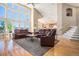 Bright living room boasts large windows, hardwood floors, plush seating, and an open layout for modern living at 11065 W Rockland Dr, Littleton, CO 80127