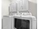 A clean laundry room showcases modern appliances and storage cabinets at 3418 Elk Ct, Broomfield, CO 80020