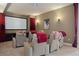 A cozy home theater room featuring reclining seats, a large screen, and soft lighting for an immersive viewing experience at 4605 Tierra Alta Dr, Castle Rock, CO 80104