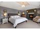 Comfortable main bedroom featuring a fireplace, plush bedding, and elegant decor at 4605 Tierra Alta Dr, Castle Rock, CO 80104