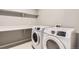 Convenient laundry room features a washer, dryer, utility sink, and storage at 4406 Sidewinder Loop, Castle Rock, CO 80108