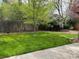 Well-maintained lawn in backyard shows mature trees, flowers, and a wood fence at 6085 Simms St, Arvada, CO 80004