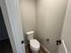 Powder room featuring a standard toilet, wood look floors and modern fixtures at 18328 E 93Rd Pl, Commerce City, CO 80022