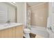 Bathroom featuring a shower/tub combo and modern finishes at 3044 Wilson Ct # 2, Denver, CO 80205