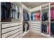 Walk-in closet with custom shelving, drawers, and hanging storage perfect for organization at 2080 Shadow Creek Dr, Castle Rock, CO 80104