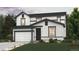 Charming two-story home with white siding, dark trim, a two-car garage and professional landscaping at 4334 Gozzer Ranch Dr, Elizabeth, CO 80107