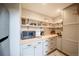 Walk-in pantry with custom cabinets and shelving, offering ample storage for all your kitchen essentials at 2231 Meadow Green Cir, Franktown, CO 80116