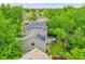 Aerial view of the home with solar panels, a lush backyard, and a cozy outdoor seating area at 2140 W 135Th Ave, Westminster, CO 80234