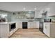 Modern kitchen with white cabinetry, stainless steel appliances, and wood flooring at 2140 W 135Th Ave, Westminster, CO 80234