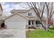 Charming home with an attached garage, covered porch, and well-maintained lawn at 19058 E Hickock Dr, Parker, CO 80134
